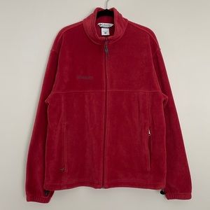 Columbia Sportswear Mens Full-zip Red Fleece Jacket Sz L